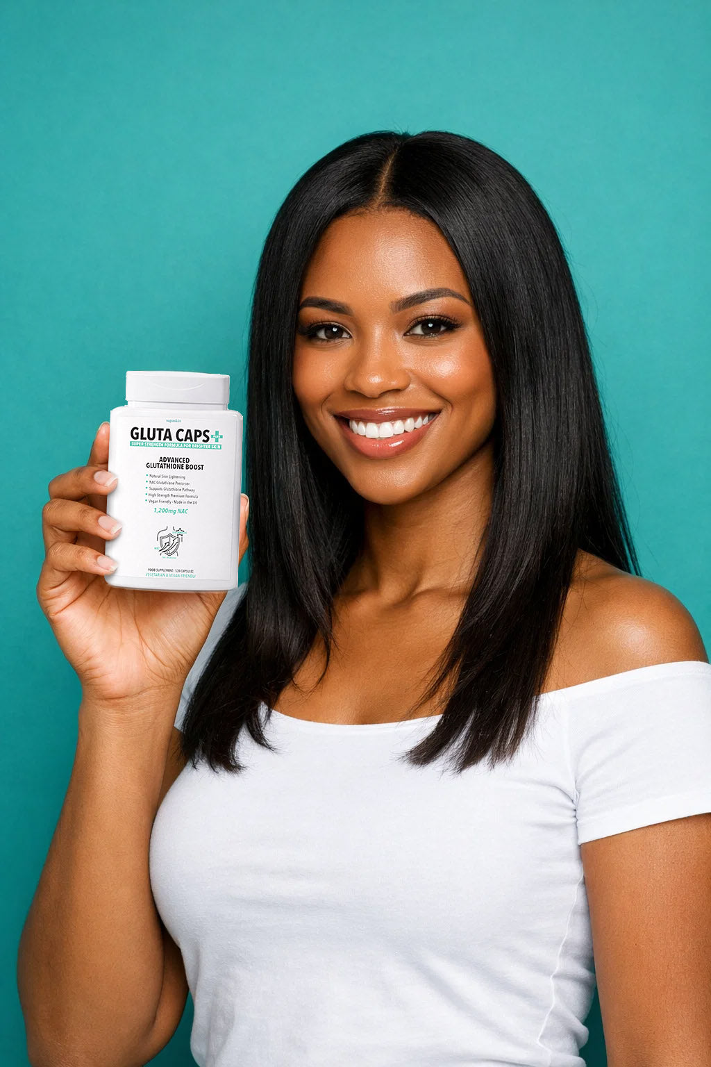 Gluta Caps Plus - Glutathione Boost Skin Lightening Supplement 1,200mg NAC Complex